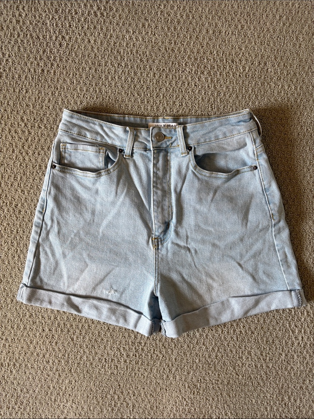 Wax Jeans Light-Wash Hi-Rise Jean Shorts